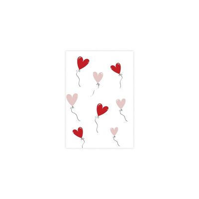Cartolina d'auguri cuore palloncini, icone di amore