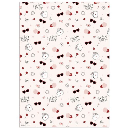 Gift wrapping paper, Love Icons, Red