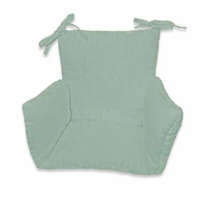 Coussin chaise haute Vichy vert d'eau