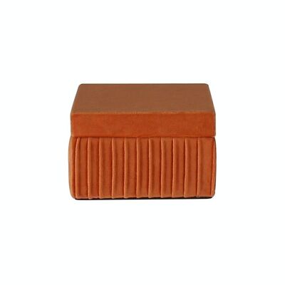 BOITE EN VELOURS PLISSÉ TERRACOTA INTERIEUR NOIR 12X12X7CM VRILLE