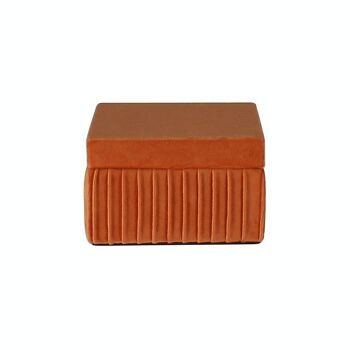 BOITE EN VELOURS PLISSÉ TERRACOTA INTERIEUR NOIR 12X12X7CM VRILLE 1