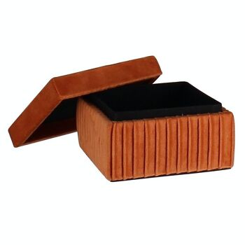 BOITE EN VELOURS PLISSÉ TERRACOTA INTERIEUR NOIR 12X12X7CM VRILLE 4