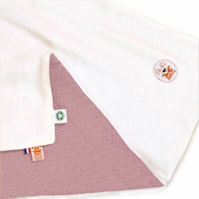 Weiße und rosa Rex-Decke aus Bio-Baumwolle
