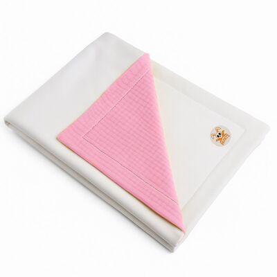 Coperta in cotone biologico Rex bianco e rosa