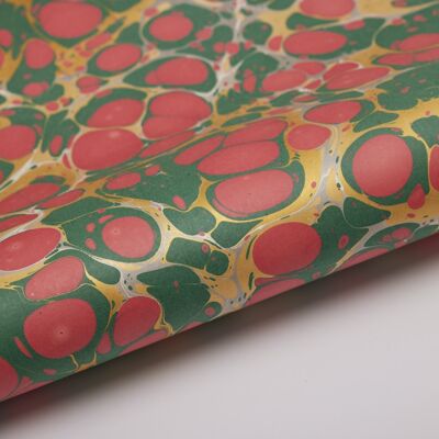 Hand Marbled Gift Wrap Sheets - Stone Festive Mix