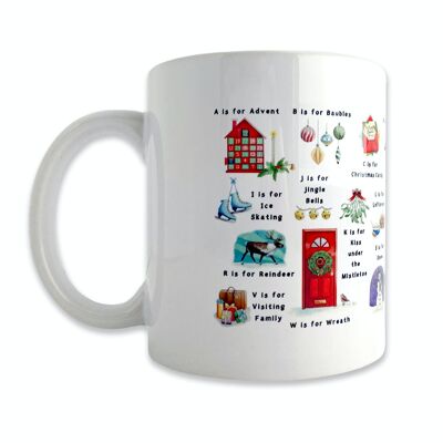 La taza del alfabeto de Navidad