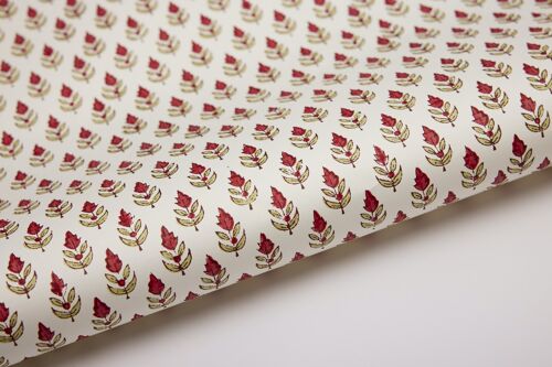 Hand Block Printed Gift Wrap Sheets - Buti Scarlet