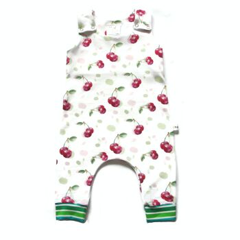 Barboteuse cerises en jersey de coton bio 1