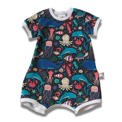 Combi-short d'été en jersey de coton bio Deep Sea