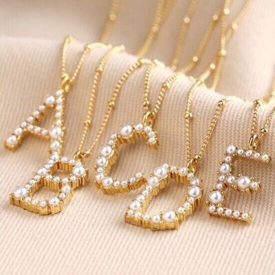 Irregular Pearl Initial Necklace