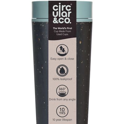 Gobelet circulaire 16 oz noir et bleu lointain (1 x pack 8) tasse à café réutilisable durable