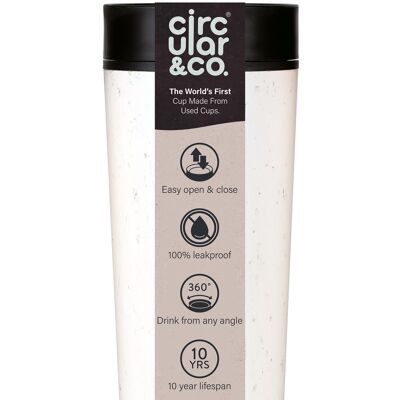 Tasse circulaire 16 oz crème et noir cosmique (1 x pack 8) tasse à café réutilisable durable