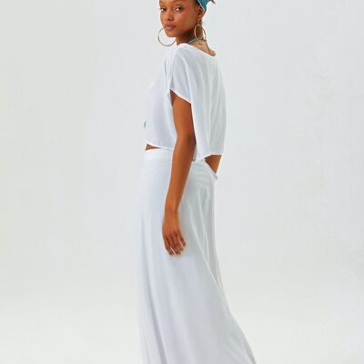 White A-Line Boho Wrap Skirt