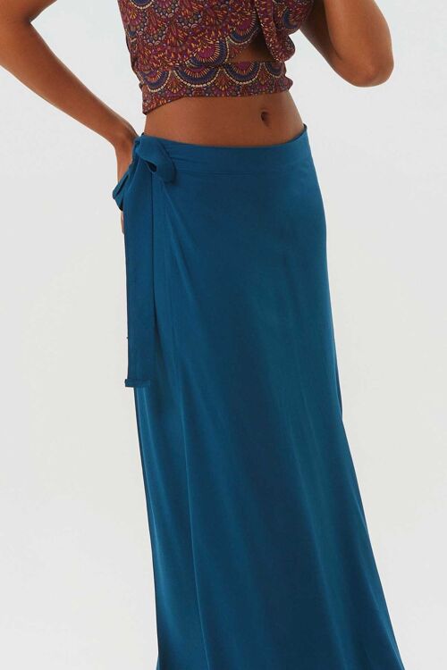 Dark Blue A-Line Boho Wrap Skirt