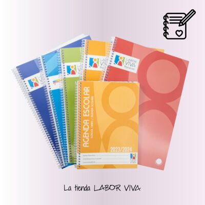 Lote 5 cuadernos A4 + agenda 2023/2024 de regalo