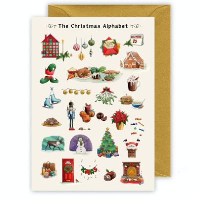 La cartolina di Natale dell'alfabeto di Natale