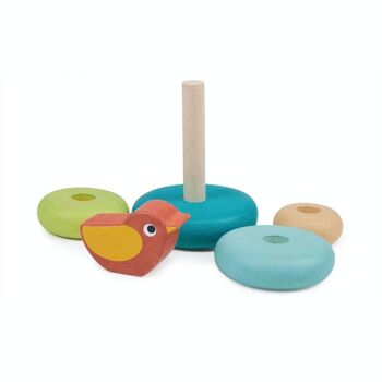 Arbre à empiler jouet en bois Mentari avec oiseau pour enfants 2