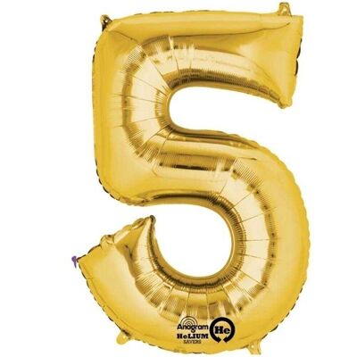 Ballon Foil Minishape Chiffre "5" Or A05