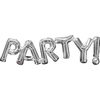Ballon Foil Supershape Phrase "Party" Argent