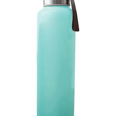 Glass and silicone bottle 400ml mint green