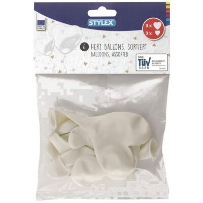 6 Ballons Coeur Blanc / Sachet