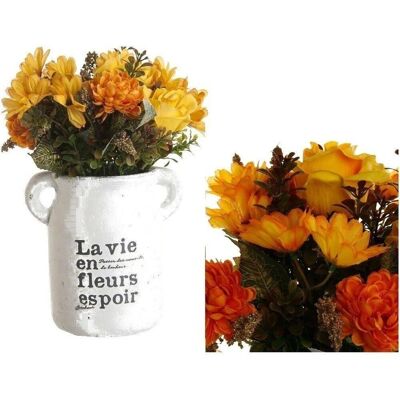 Composition Fleurs Vase En Pierre