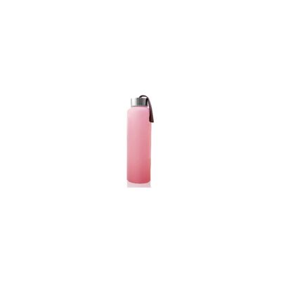 Botella de vidrio y silicona rosa polvo 400ml
