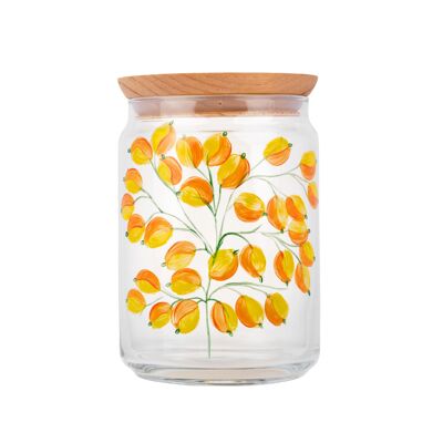 Glass jar 1L and wooden lid - Glycine Jaune