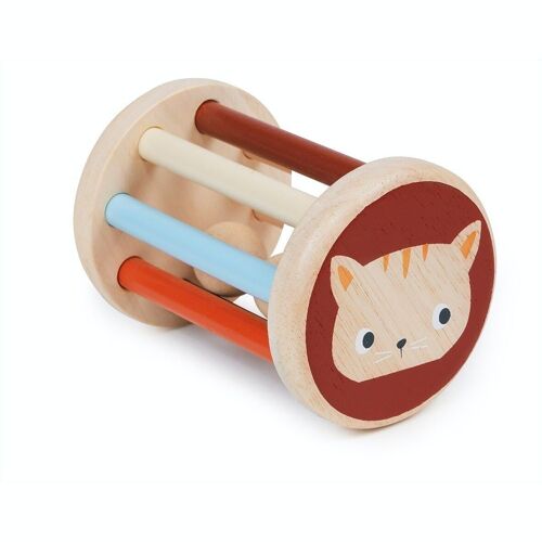 Mentari Wooden Toy Rolling Kitten Rattle For Kids