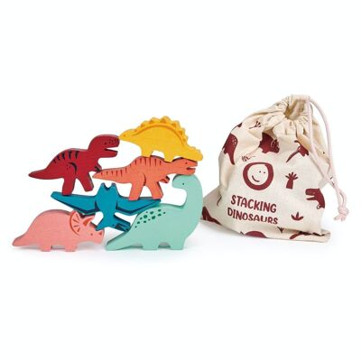 Mentari Juguete de madera Happy Stacking Dinosaurs para niños