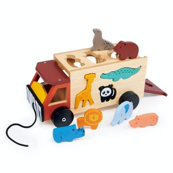 Camion Safari de tri de forme de jouet en bois de Mentari pour des enfants 2