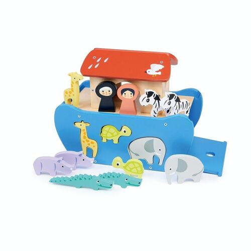 Mentari Wooden Toy Shape Sorting Animal Ark For Kids