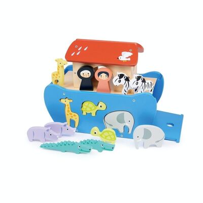Arca de animales de clasificación de formas de juguete de madera Mentari para niños