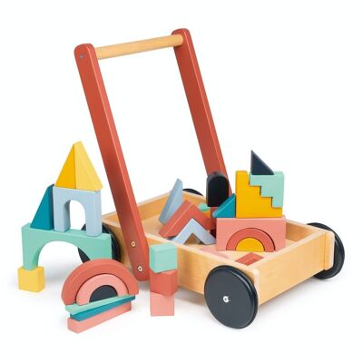 Mentari Wooden Toy Bambino Block Trolley para niños
