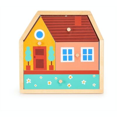 Puzzle de maison en bois Mentari pour enfants