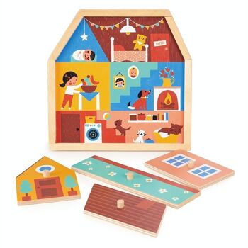 Puzzle de maison en bois Mentari pour enfants 2