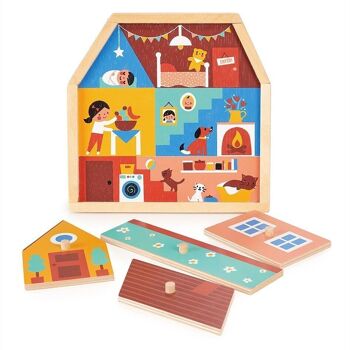 Puzzle de maison en bois Mentari pour enfants 3