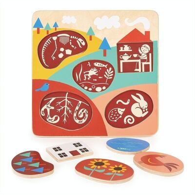 Mentari Holzspielzeug Landschaftspuzzle für Kinder