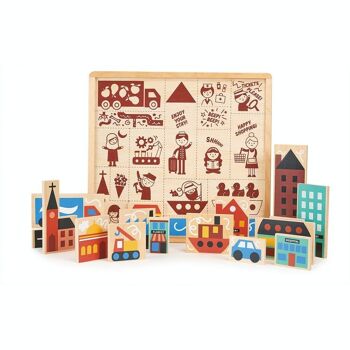 Puzzle de ville jouet en bois Mentari pour enfants 2