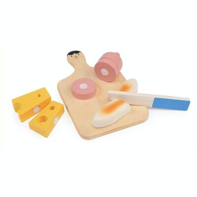 Mentari juguete de madera Smiley charcutería tabla de cortar para niños