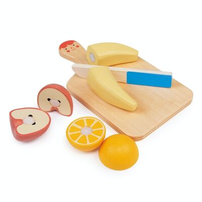 Mentari Giocattolo in legno Tagliere di frutta con faccina per bambini