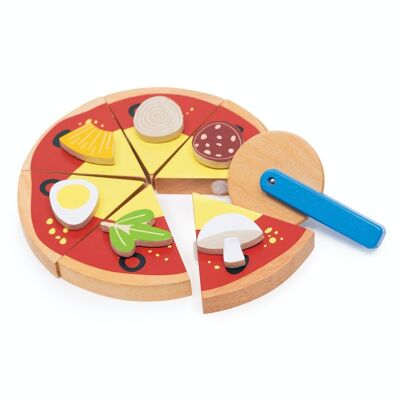 Mentari Holzspielzeug-Pizza zum Mitnehmen für Kinder