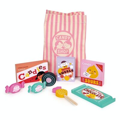 Bolsa de tienda de dulces de juguete de madera Mentari para niños
