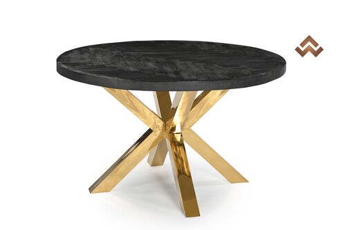 Round herringbone dining table gold 130cm