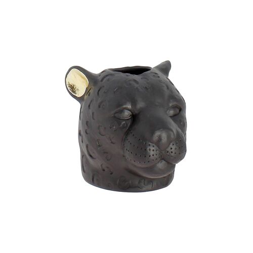VASE PANTHERE NOIR ET OR MAJESTEUSE 15X19X15CM PANTHERE