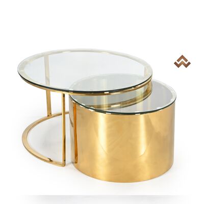 Table basse en verre doré