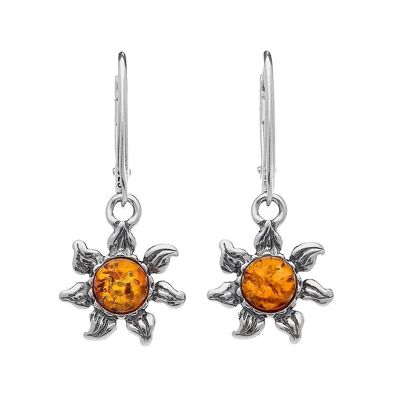Beautiful Dainty Amber Flower Earrings