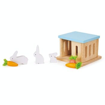 Mentari jouet en bois lapin clapier ensemble pour animaux de compagnie pour enfants 2