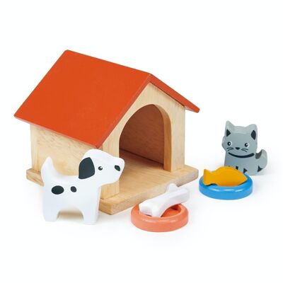 Mentari Holzspielzeug-Set für Hunde und Katzen für Kinder