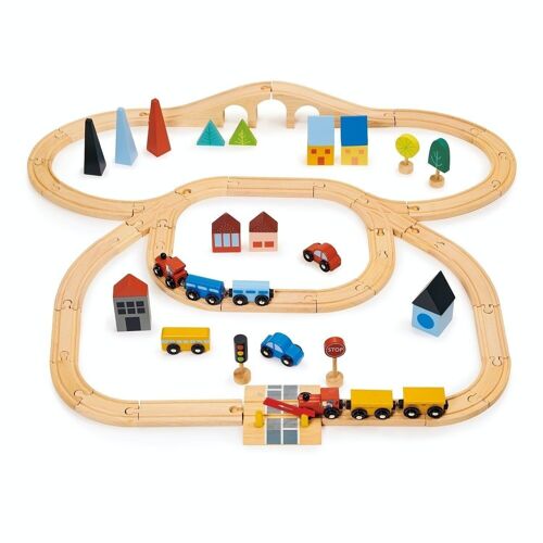 Mentari Wooden Toy Town Train Set For Kids